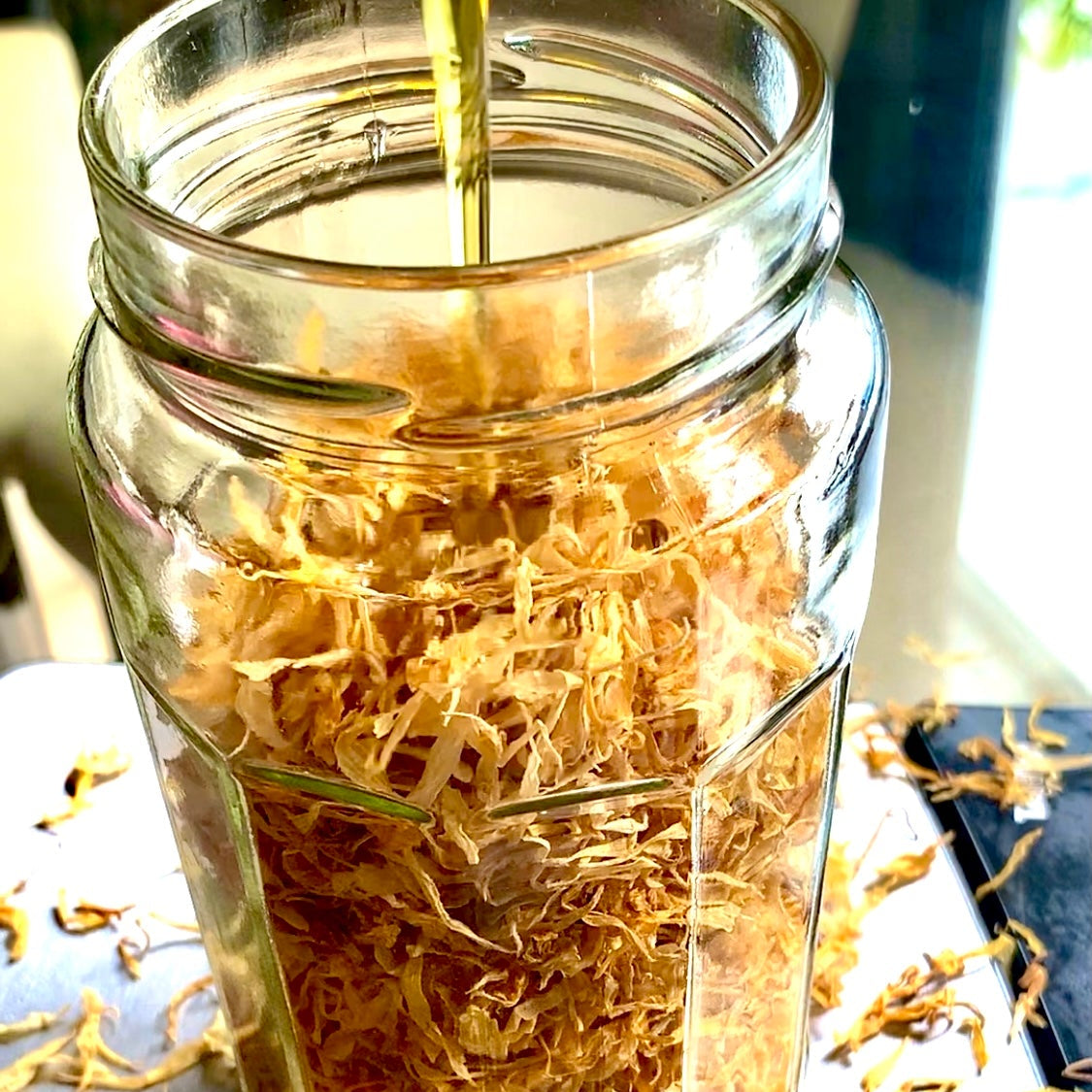 Cold infusion of Calendula for Calendula Maple Oats soap bar