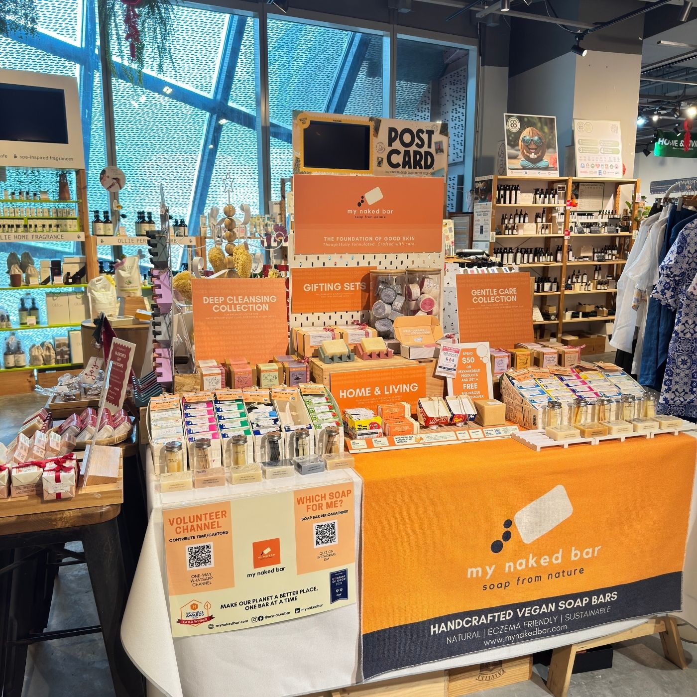 Display of My Naked Bar Handcrafted Bar Soaps at The Green Collective at Funan Mall