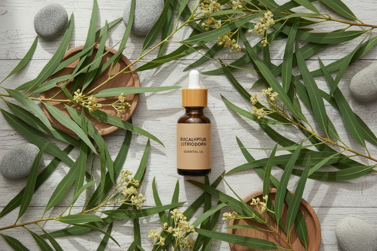 Eucalyptus Citriodora Essential Oil - Kraft Paper Label & Bamboo Cap